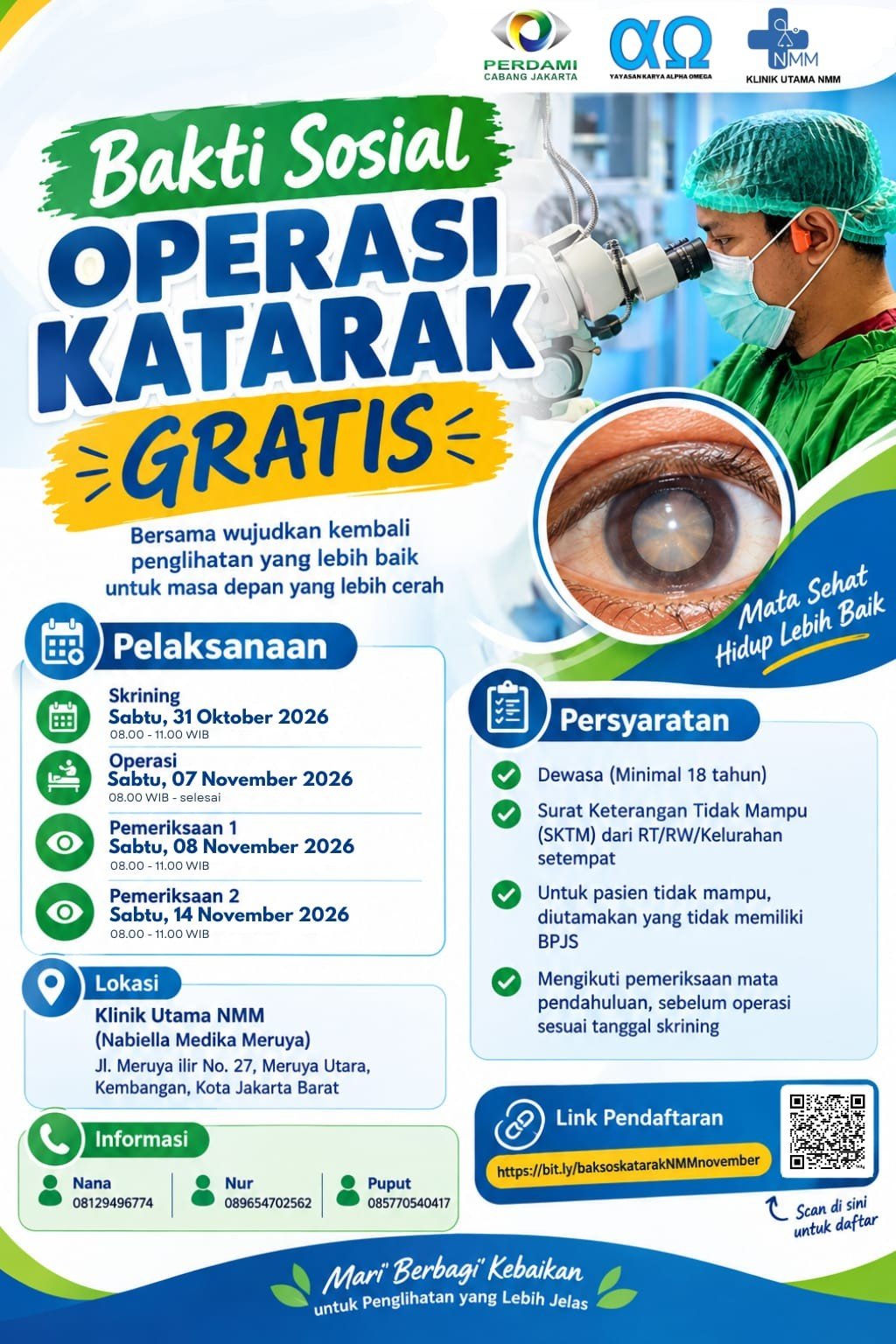 Poster Bakti Sosial Operasi Katarak Gratis - Klinik Utama NMM